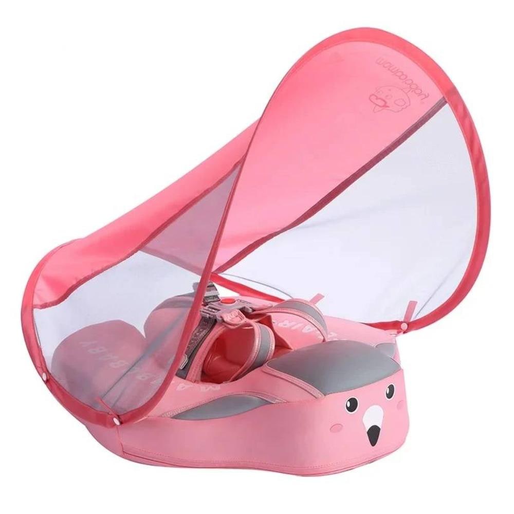 Baby Pool Float with Safe Sunshade and Cozy Headrest