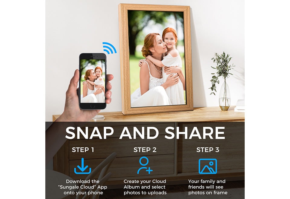 21.5-Inch Smart Photo Frame with Cloud Sharing & Auto Rotate