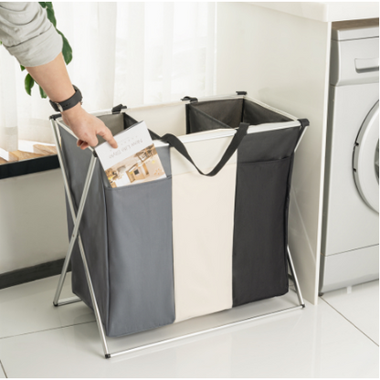 3-Compartment Laundry Organizer with Space-Saving Design