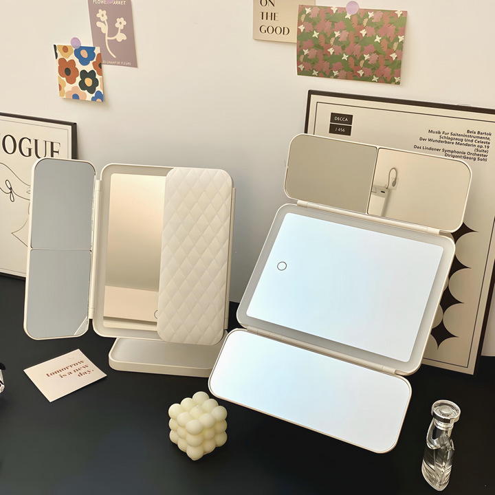 Compact LED Makeup Mirror with Adjustable Lighting
