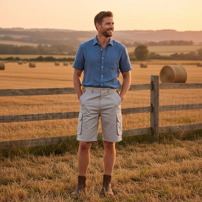 Men's Versatile Cargo Shorts with Belt and Ample Pockets