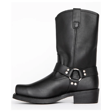 Men's Rugged Leather Harness Boots with Square Toe Design
