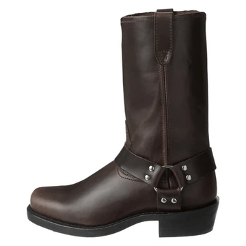 Men's Rugged Leather Harness Boots with Square Toe Design