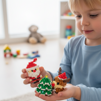 Festive Miniature Building Sets with Holiday Character Figures