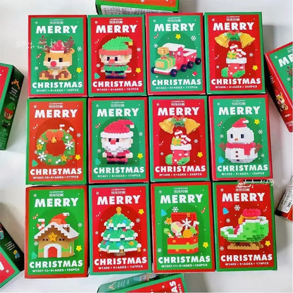 Festive Miniature Building Sets with Holiday Character Figures