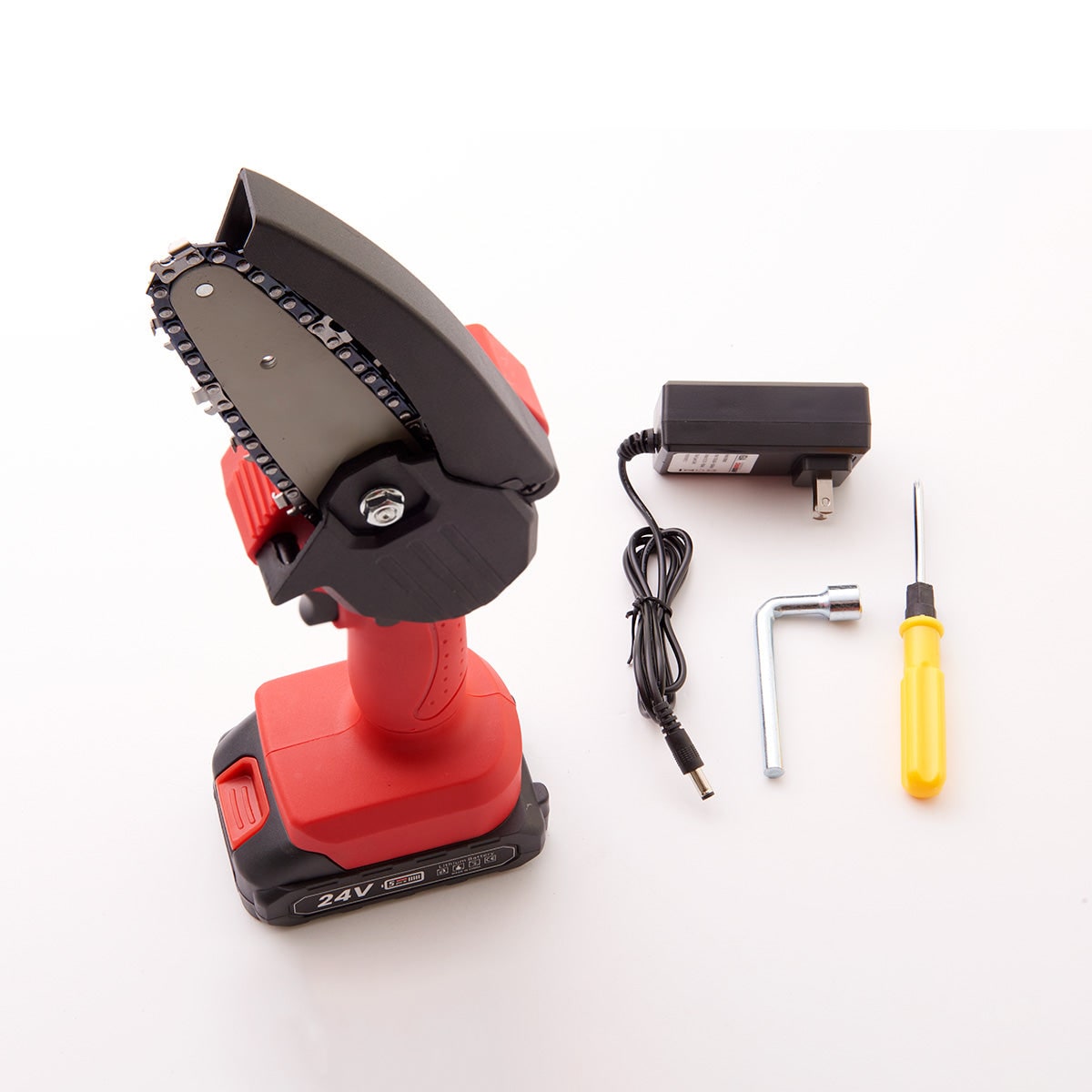 Compact Wireless Saw with Rechargeable 24V Battery and Safety Guard