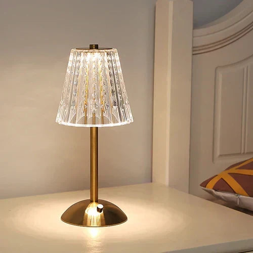 Lustrous Crystal Accent Lamp with Golden Base for Chic Spaces