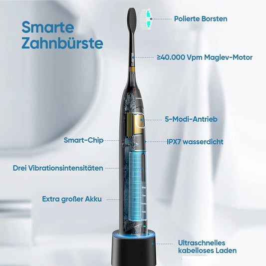 Smart Sonic Toothbrush with Timer and Contoured Bristles