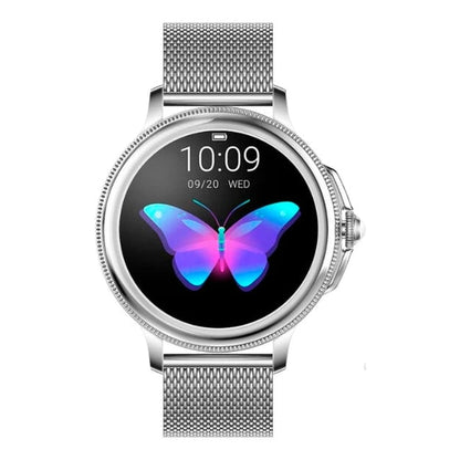 Elegant Ladies Smartwatch with Round Display and Mesh Band